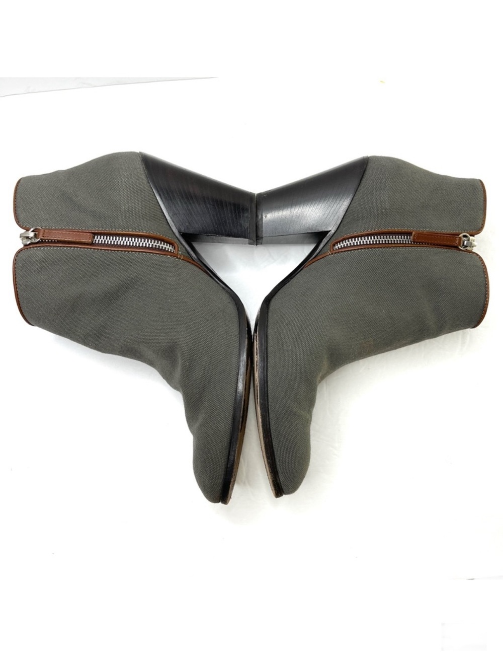 GIUSEPPE ZANOTTI Gray Canvas Ankle Boots Side Zip Size 41